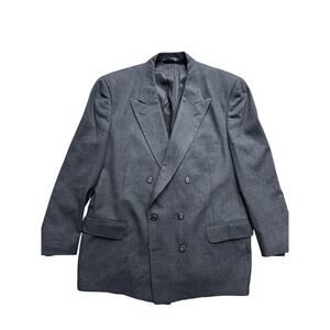 Burberry's Vintage Men's Wool Blazer 44R 46R Dark Gray USA Made Double Breasted